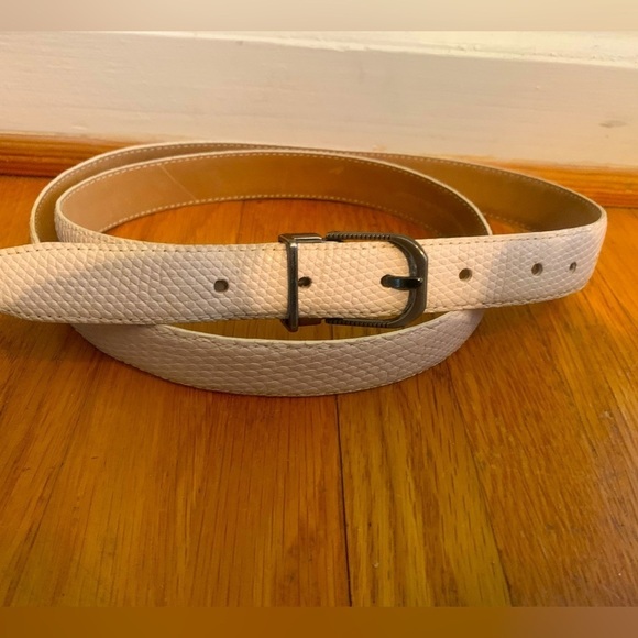 Pierre-G genuine lizard skin white belt size 40